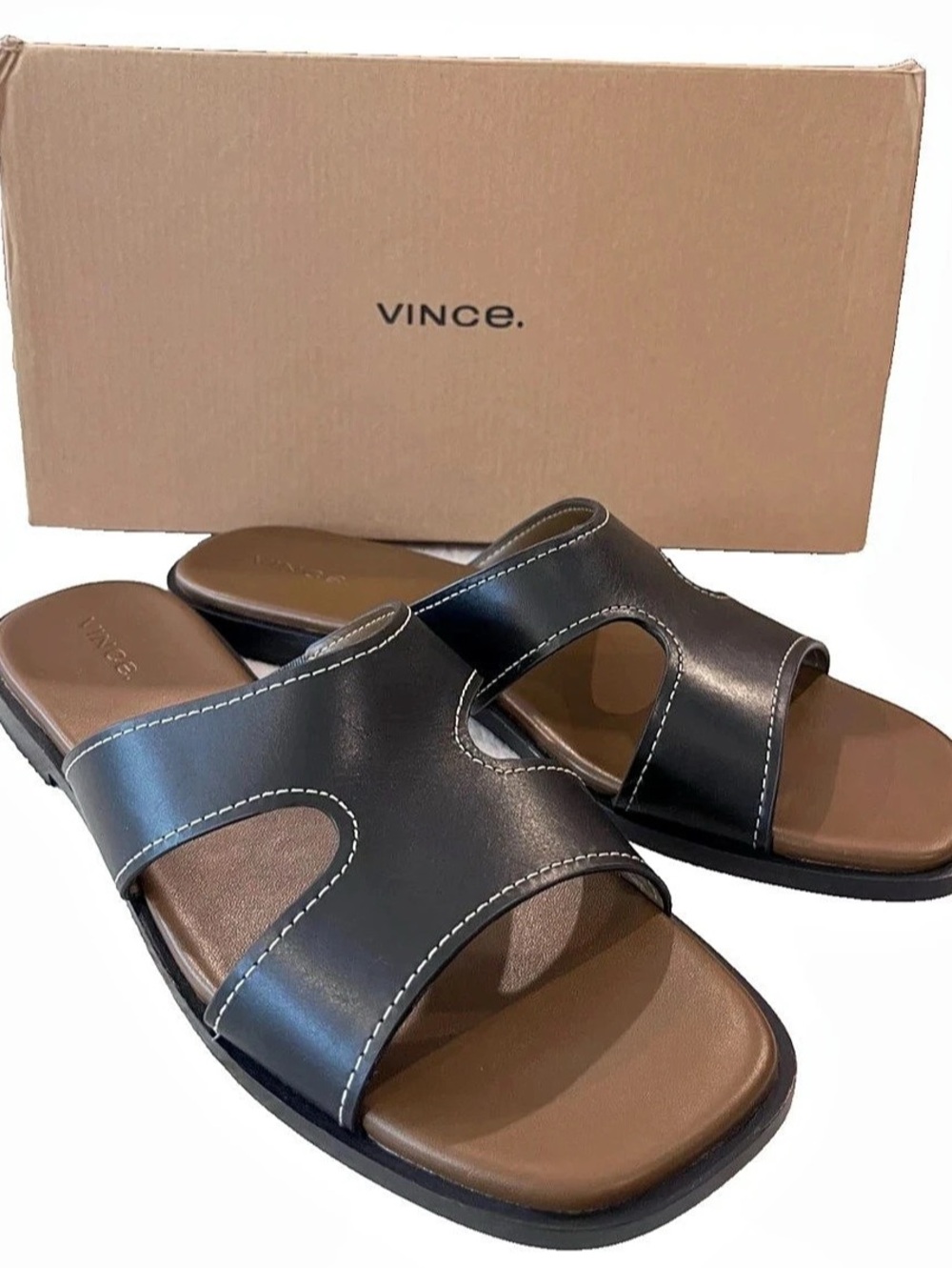 Vince Meyers Slide Sandals Black & Brown US 6.5M